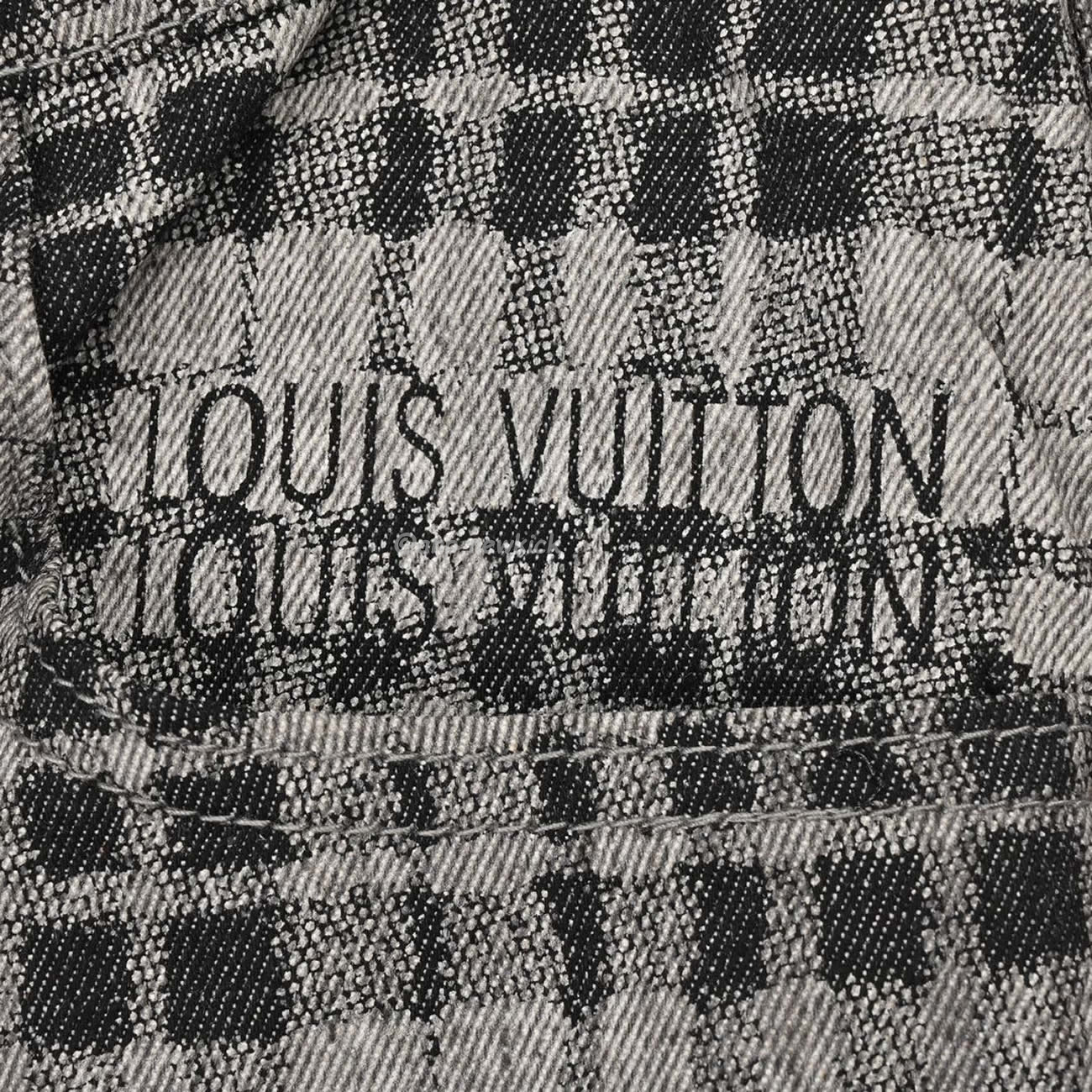 Louis Vuitton 1v 24ss Grey Checkerboard Printed Denim Shorts (8) - newkick.cc